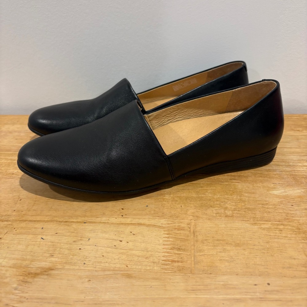 Dansko Comfort Leather Loafers Womens Black size 41W Slip‎ On Flat Shoes